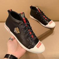 百丽牧貂[BAILIMUDIAO]欧洲站老虎头刺绣真皮黑色休闲板鞋中帮鞋男时尚潮流平底男士潮鞋