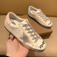 百丽牧貂[BAILIMUDIAO]欧洲站鸳鸯尾真皮小脏鞋男女情侣款时尚星星小白鞋内增高脏脏鞋潮