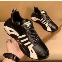 百丽牧貂[BAILIMUDIAO]欧洲站黑白撞色真皮老爹鞋男ins潮鞋男鞋内增高休闲包跟运动鞋潮