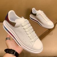 百丽牧貂[BAILIMUDIAO]欧洲站真皮彩虹季麦昆小白鞋男头层牛皮内增高休闲板鞋气垫松糕鞋