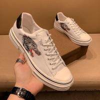 百丽牧貂【BAILIMUDIAO】轻奢狼头刺绣小白鞋男真皮头层牛皮平底休闲板鞋潮牌青年百搭男鞋