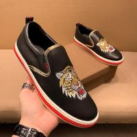 百丽牧貂[BAILIMUDIAO]欧洲站夏季新款真皮虎头刺绣懒人鞋时尚潮牌一脚蹬平底乐福鞋男潮