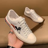 百丽牧貂[BAILIMUDIAO]轻奢夏季新款潮牌2021小老鼠刺绣真皮小白鞋时尚休闲板鞋男透气