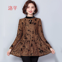 洛芊2018新款女装春装胖mm遮肚上衣大码韩版蕾丝打底衫中长款长袖衣服