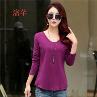 洛芊2018春装长袖学生T恤衫时尚女装棉质宽松韩版百搭体恤上衣打底衫