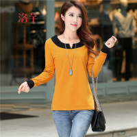 洛芊2018春装韩版时尚棉质女装打底衫女士宽松显瘦上衣百搭长袖T恤衫