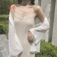 洛芊春装2018新款女港味 轻薄透视格子显瘦仙女雪纺开衫披肩防晒衣潮