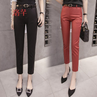 洛芊黑色打底裤女外穿薄款春秋季2018新款韩版百搭九分裤铅笔小脚裤子