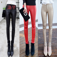 洛芊小裤脚春秋冬季靴裤显瘦修身打底裤外穿高腰新款紧身皮裤女式铅笔