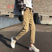 洛芊文艺复古灯芯绒哈伦裤女2018春季韩版学生百搭休闲九分裤萝卜裤子