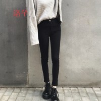 洛芊韩版春装2018新款女装学生弹力加绒加厚魔术裤休闲紧身外穿打底裤