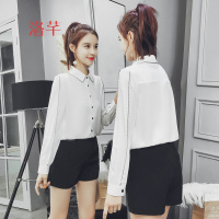 洛芊灯笼袖衬衫女装韩范2018春季新款时尚泡泡袖雪纺衫韩版娃娃衫上衣