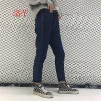 洛芊2018春季新款韩版宽松牛仔裤女百搭学生阔腿长裤潮小脚哈伦裤