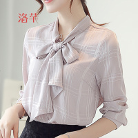 洛芊2018春秋装时尚新款雪纺衫衬衫女士长袖秋季韩版衬衣打底衫上衣服