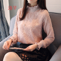 洛芊2018新款春装上衣女韩版时尚小衫蕾丝打底衫女长袖秋冬百搭衣服潮