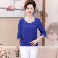 洛芊妈装春装新款2018雪纺衫40-50岁薄T恤中老年人女装夏季中袖打底衫