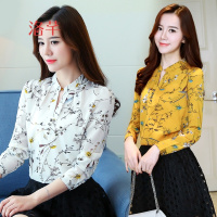 洛芊新款印花衬衫女式春秋装长袖雪纺衫30夏季40岁上衣T恤中年妈妈装