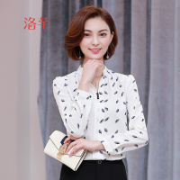 洛芊春夏装2018新款女碎花雪纺衫衬衫打底衫女长袖淑女修身上衣服小衫
