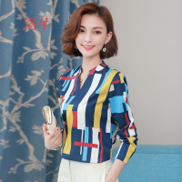 洛芊春款纱料春天小衫女款长袖女版上衣女中年大码30岁雪纺衫衬衫衣服