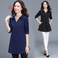 洛芊中年妈妈小衫30-40-50岁加肥加大码胖子长袖秋衣女外穿春秋上衣服