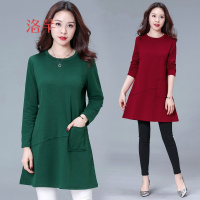 洛芊中年妈妈小衫30-40-50岁加肥加大码胖子长袖秋衣女外穿春秋上衣服