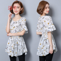 洛芊2018春夏碎花雪纺衫韩版短袖上衣中青年30-35-40岁女装潮衣服