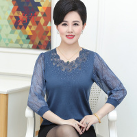 洛芊妈妈夏季长袖打底小衫40岁50中年妇女士春秋装中老年人上衣服装30