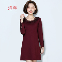 洛芊中年黑色打底衫女长袖加肥加大码妈妈春装2018新款宽松中长款上衣