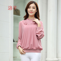 洛芊加肥加大码妈妈春季打底衫小衫女2018新款长袖雪纺宽松遮肚子上衣
