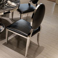 花千紫不锈钢餐椅现代简约家居椅子时尚酒店客厅餐桌靠背椅金属皮布艺椅