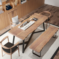 花千紫功夫办公室1米8茶桌实木茶台茶几新中式禅意家用茶桌椅组合小茶台