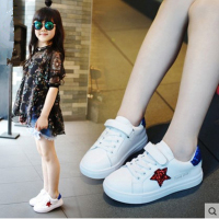 莎丞 女童运动鞋童鞋2021春新款韩版儿童女孩学生鞋公主小白鞋