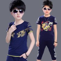 莎丞 男童春秋装套装2020中大童洋气两件套衬衫儿童春秋款休闲韩版潮衣