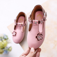 莎丞 春新款女童皮鞋公主鞋韩版女童鞋宝宝鞋儿童单鞋钻石花豆豆鞋14cm;16cm橡胶