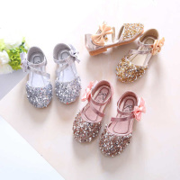莎丞 春夏新款女童凉鞋公主鞋儿童单鞋韩版亮片女童鞋13cm;15cm;14cm橡胶