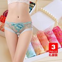 刺绣性感女士内裤大码蕾丝透明棉裆低腰女三角裤薄四季四季 莎丞