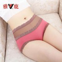 2/4条装性感情调蕾丝刺绣大码内裤女透明网纱火辣超薄诱惑三角裤莎丞(SHACHEN)