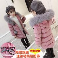 女童棉衣冬装新款韩版丝绒洋气中长款棉袄女孩子薄款棉服外套 莎丞