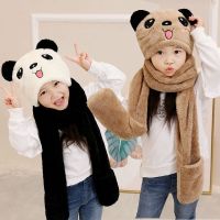 韩版加绒秋冬天男女童儿童围巾帽子手套三件套装一体护耳围脖脖套莎丞