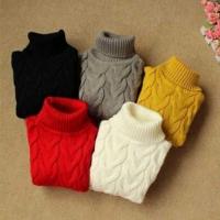 秋冬新款儿童毛衣男童针织衫女童加厚常规款打底套头高领毛衣 莎丞