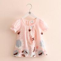 春夏季新款童装 女童娃娃衫短袖刺绣小花韩版T恤款裙衫 莎丞