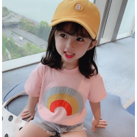 女童短袖t恤洋气新款春夏装小孩儿童宝宝韩版时尚上衣 莎丞