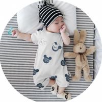 男女宝宝连体衣夏季薄款新生儿睡衣棉短袖开裆婴儿衣服装外出穿 莎丞