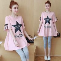 孕妇装夏装上衣韩版短袖T恤宽松大码孕妇套装[单品/套装/可选] 莎丞