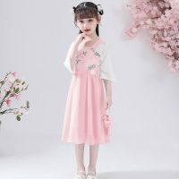 女童连衣裙春装女古装儿童公主裙中国风汉服套装儿童仙女连衣裙子莎丞(SHACHEN)