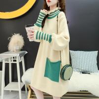 孕妇针织毛衣裙冬装外出加厚时尚产前产后宽松中长款孕妇连衣裙 莎丞