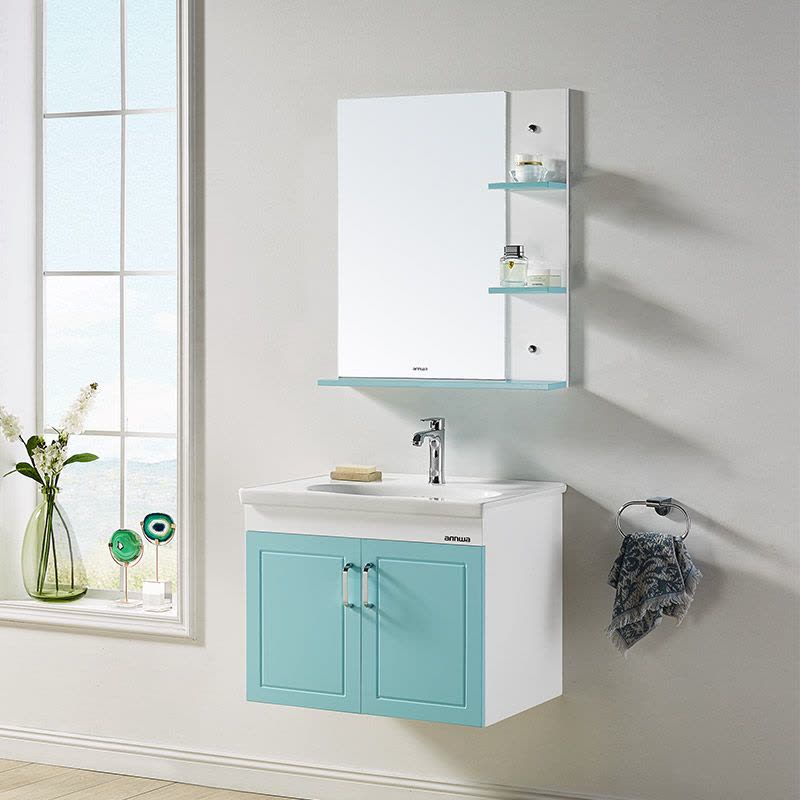 安华卫浴（annwa）新款家用PVC浴室柜组合N3P65G15 洗脸盆洗手盆洗漱台图片