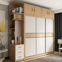 衣柜推拉门阿斯卡利现代简约卧室家用组装衣橱北欧女生主卧滑移门整体柜子