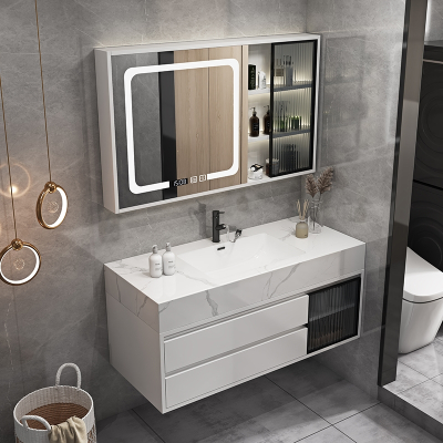 岩板接陶瓷盆阿斯卡利(ASCARI)现代简约卫生间智能镜柜洗漱台一体浴室柜组合