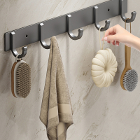 花知晓门后挂衣架免打孔卫生间浴室墙上壁挂连排挂钩胶一排式粘钩